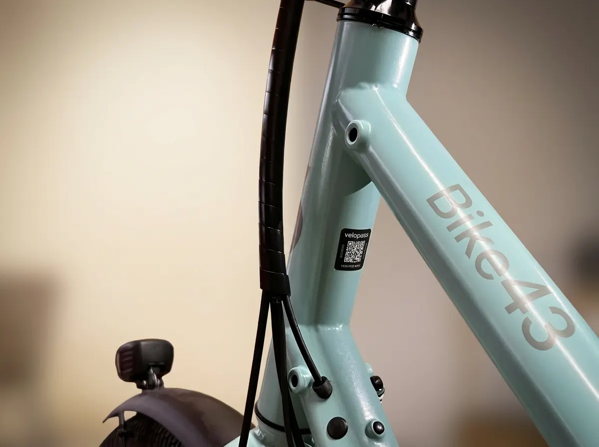 Bike43 Lasten-E-Bike mit „Velopass“ Frame-ID auf dem Rahmen