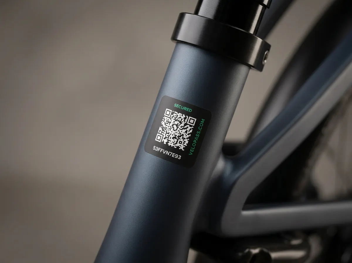 Velopass Frame-ID on a bike frame